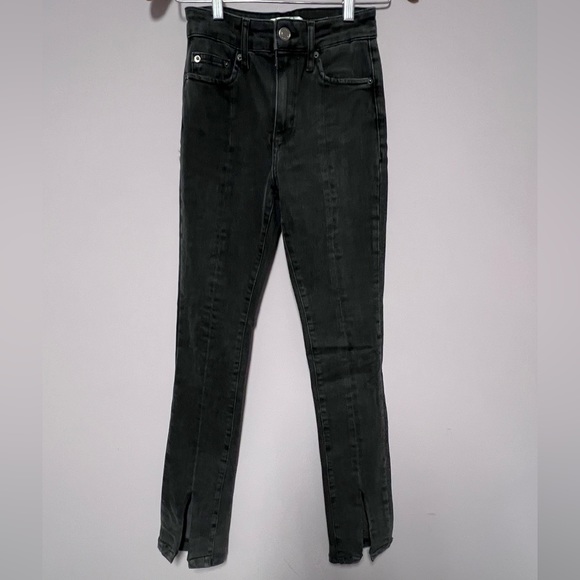 ZARA The Olivia JEANS Black HIGH RISE Split Hem WOMEN 2 - Picture 1 of 7